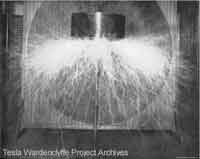 Tesla Inventions- Magnifying Oscillation Transformer in action- Tesla's New York Laboratory 1896-1898