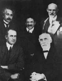 Albert Einstein Biography and Pictures: Leiden University, 1920s: Albert Einstein with A.S. Eddington, P. Ehrenfest, H.A. Lorentz, W. deSitter 