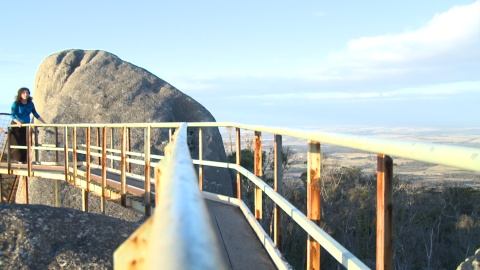 Woman on Castle Rock bridge