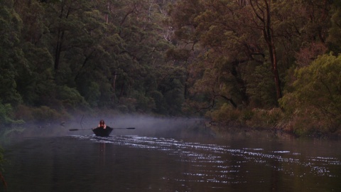 Woman on row boat